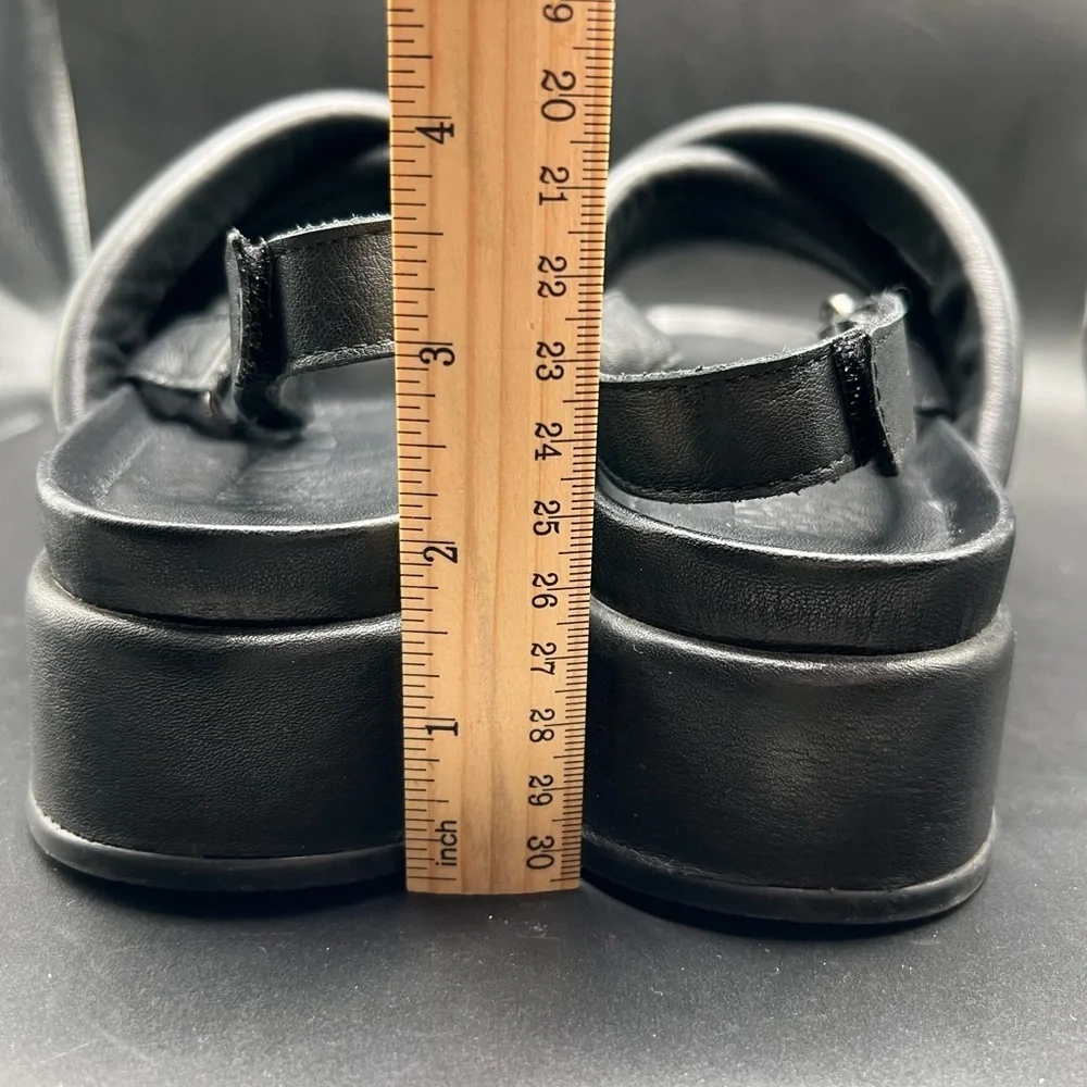 Silent D Pier Black Leather Platform Sandals 8.5/39 Anthropologie